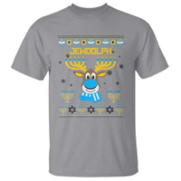 Funny Hanukkah T Shirt Jewdolph Jewish Reindeer Menorah - Wonder Print Shop