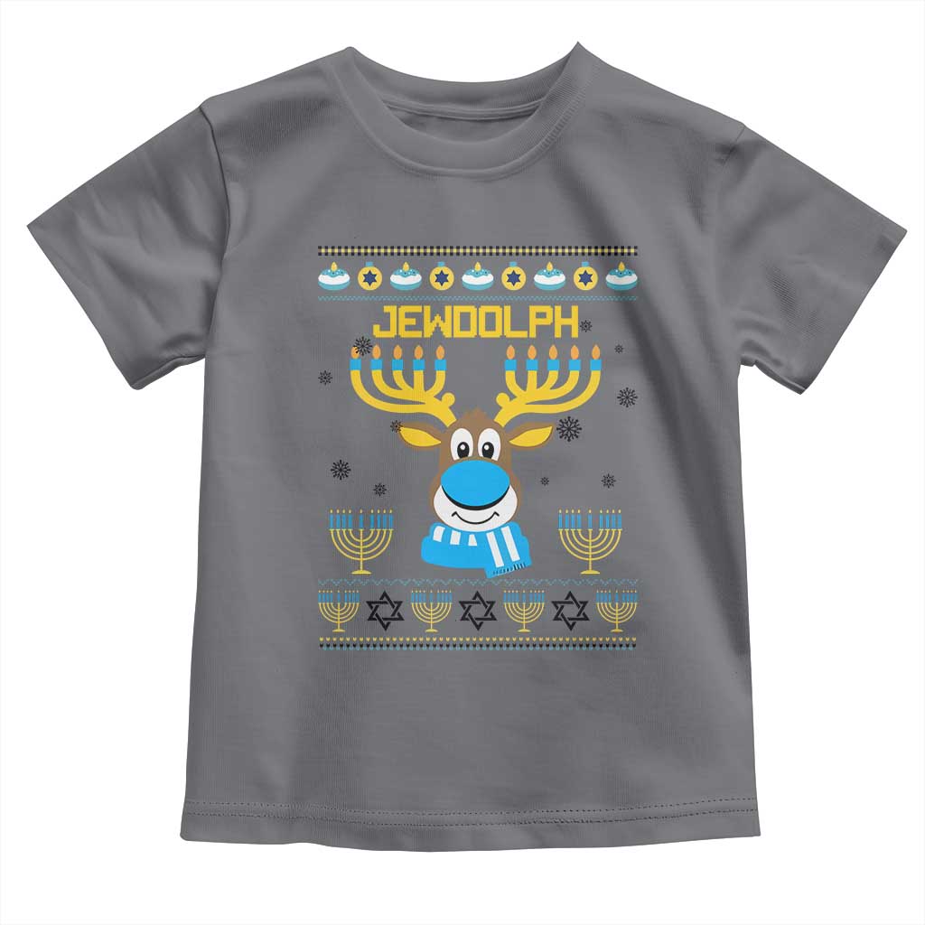 Funny Hanukkah Toddler T Shirt Jewdolph Jewish Reindeer Menorah