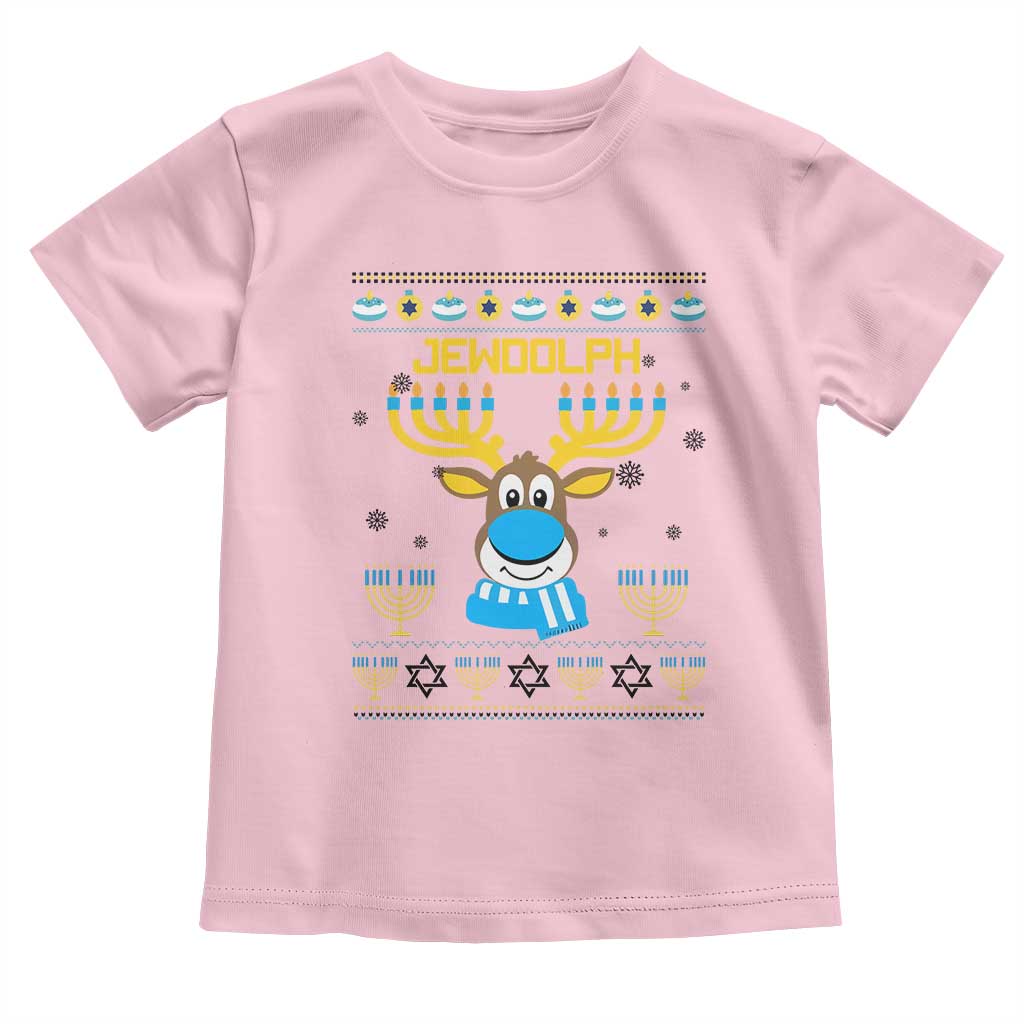Funny Hanukkah Toddler T Shirt Jewdolph Jewish Reindeer Menorah
