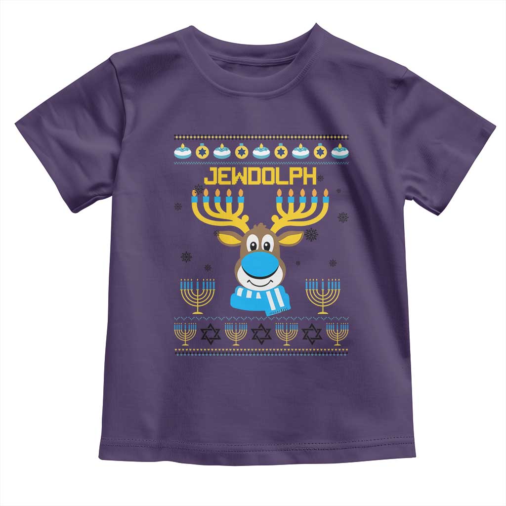 Funny Hanukkah Toddler T Shirt Jewdolph Jewish Reindeer Menorah