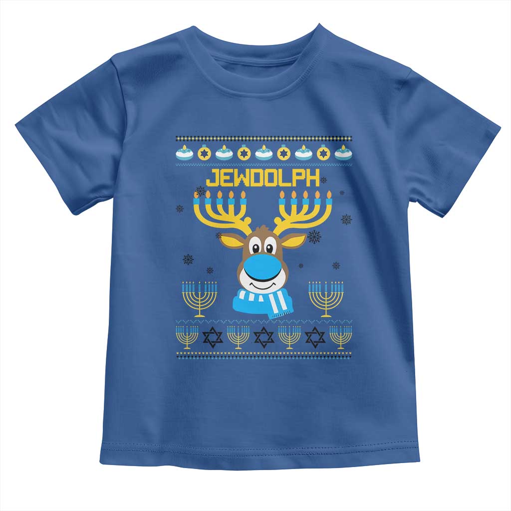 Funny Hanukkah Toddler T Shirt Jewdolph Jewish Reindeer Menorah