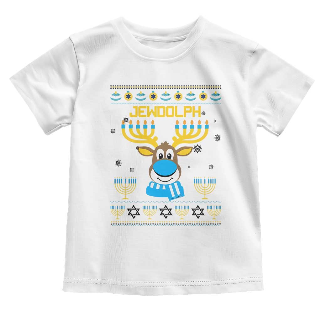 Funny Hanukkah Toddler T Shirt Jewdolph Jewish Reindeer Menorah