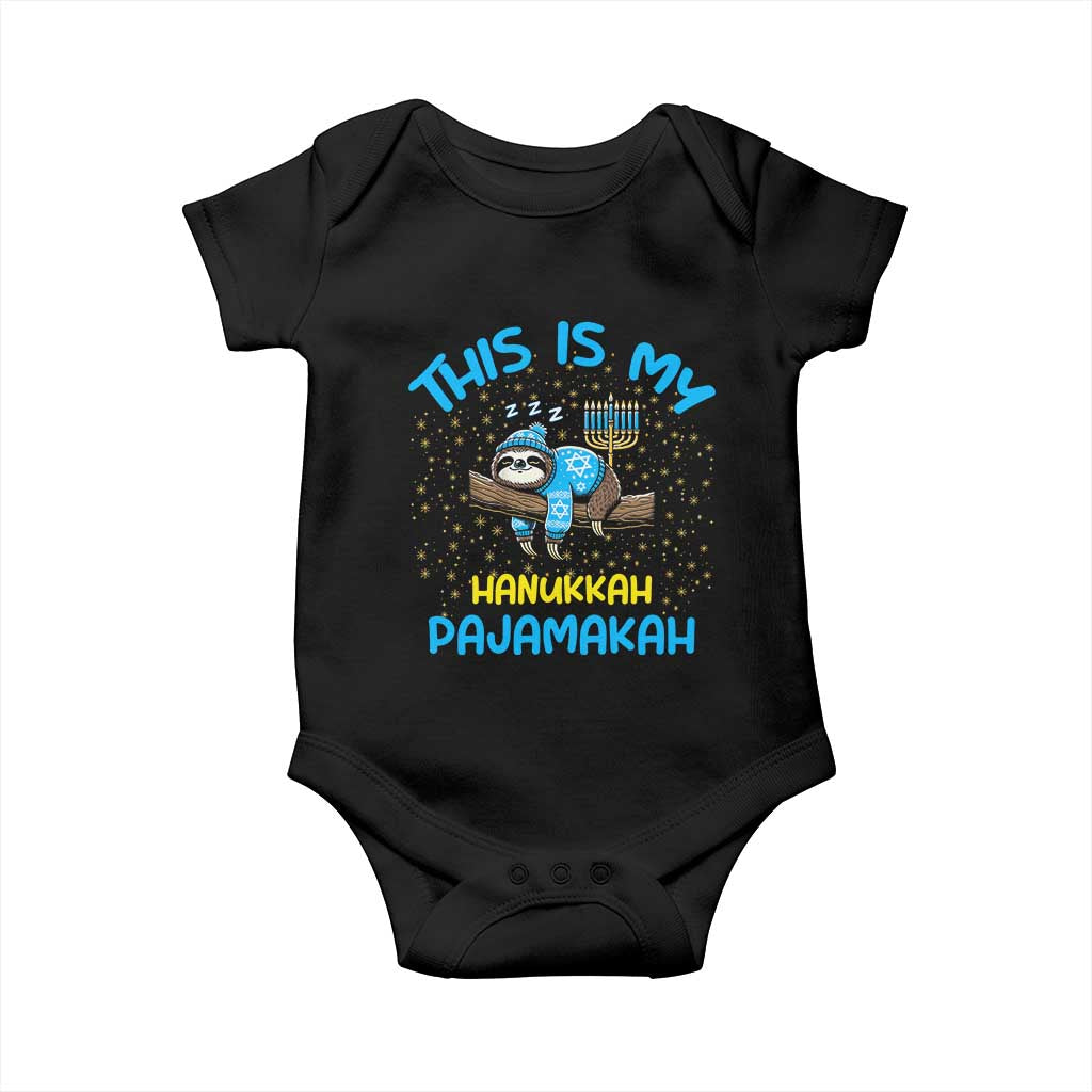 Funny This Is My Hanukkah Pajamakah Baby Onesie Cute Jewish Sloth Chanukkah