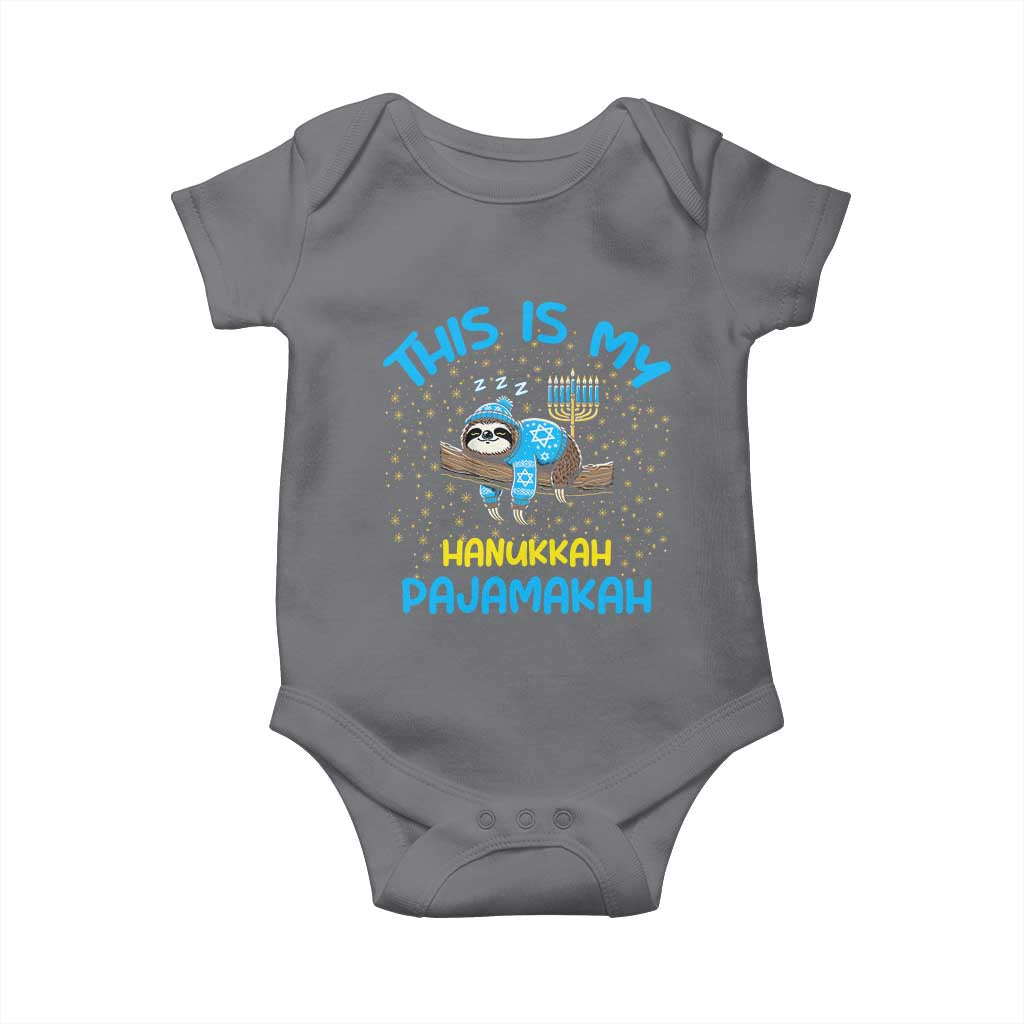 Funny This Is My Hanukkah Pajamakah Baby Onesie Cute Jewish Sloth Chanukkah