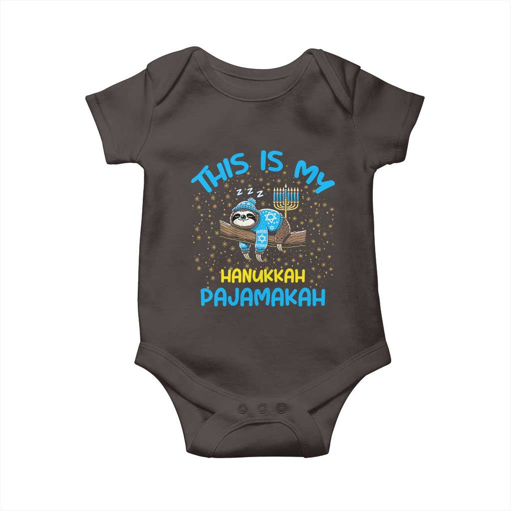 Funny This Is My Hanukkah Pajamakah Baby Onesie Cute Jewish Sloth Chanukkah
