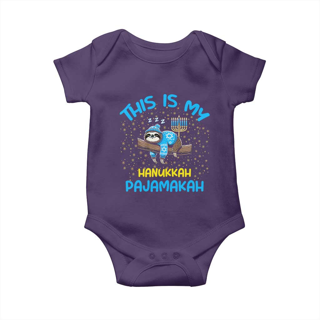 Funny This Is My Hanukkah Pajamakah Baby Onesie Cute Jewish Sloth Chanukkah