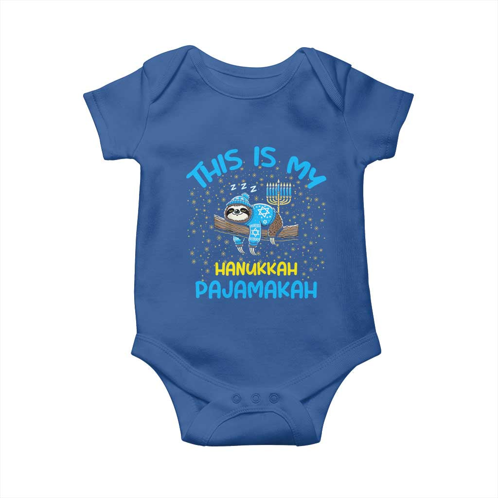Funny This Is My Hanukkah Pajamakah Baby Onesie Cute Jewish Sloth Chanukkah