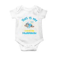 Funny This Is My Hanukkah Pajamakah Baby Onesie Cute Jewish Sloth Chanukkah