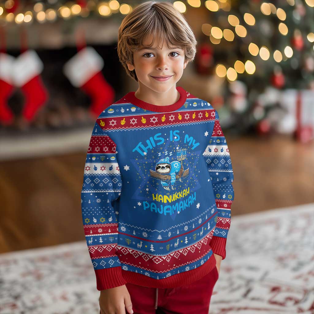 Funny This Is My Pajamakah Hanukkah Ugly Sweater Cute Jewish Sloth Chanukkah - Wonder Print Shop