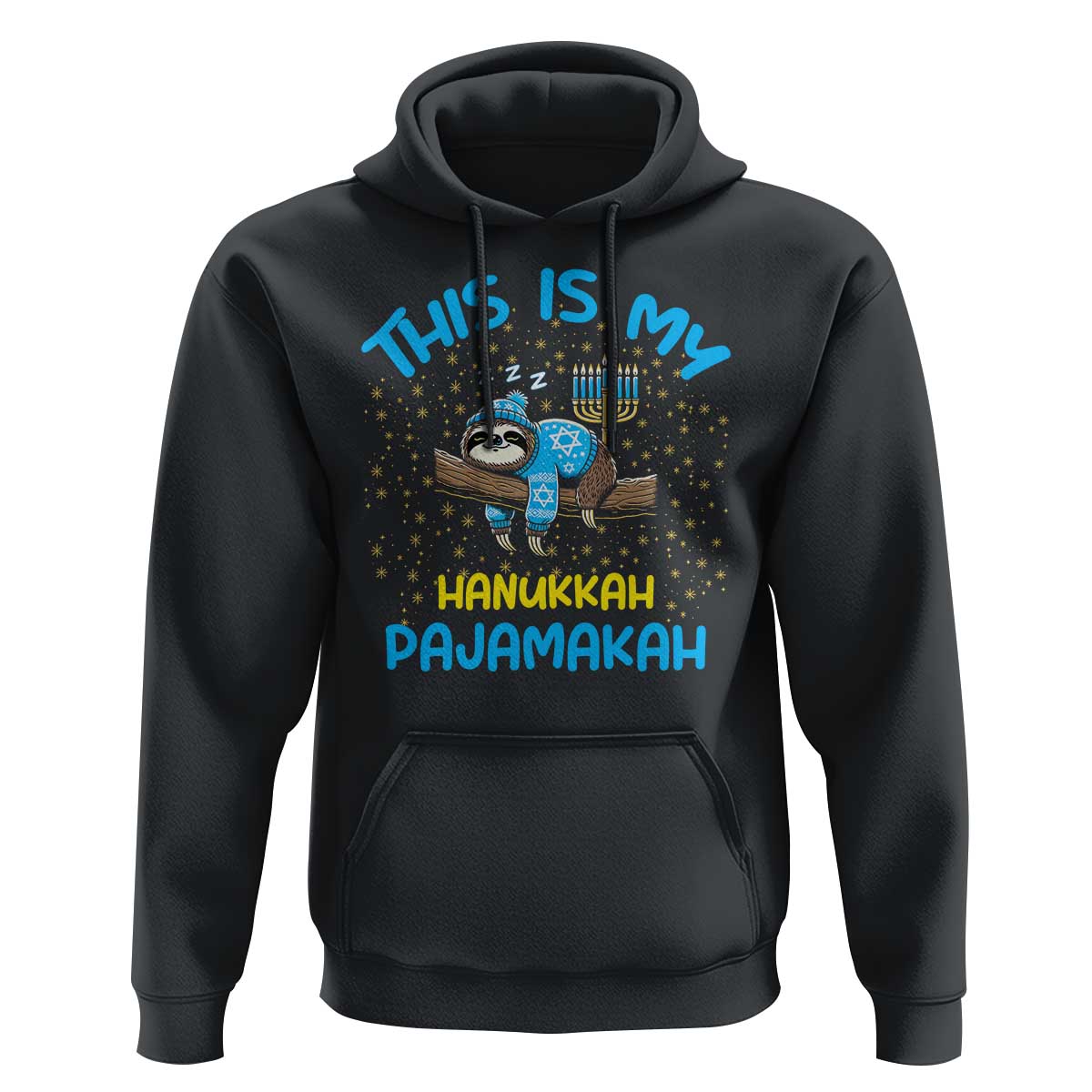 Funny This Is My Hanukkah Pajamakah Hoodie Cute Jewish Sloth Chanukkah