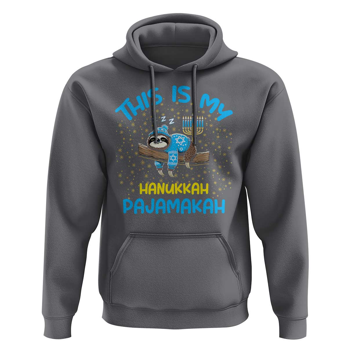Funny This Is My Hanukkah Pajamakah Hoodie Cute Jewish Sloth Chanukkah