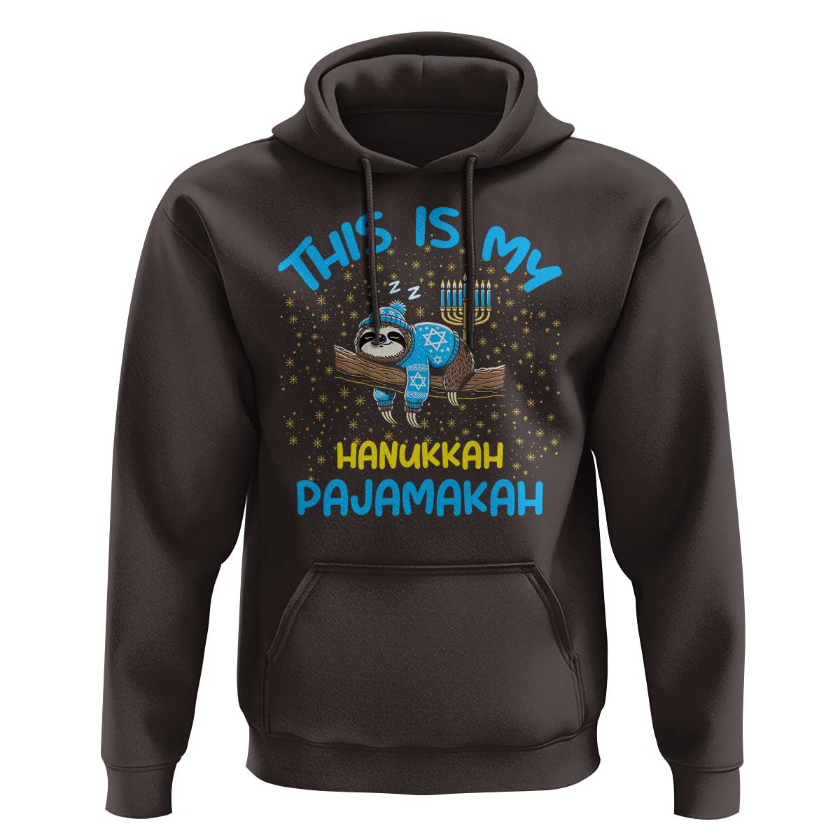 Funny This Is My Hanukkah Pajamakah Hoodie Cute Jewish Sloth Chanukkah