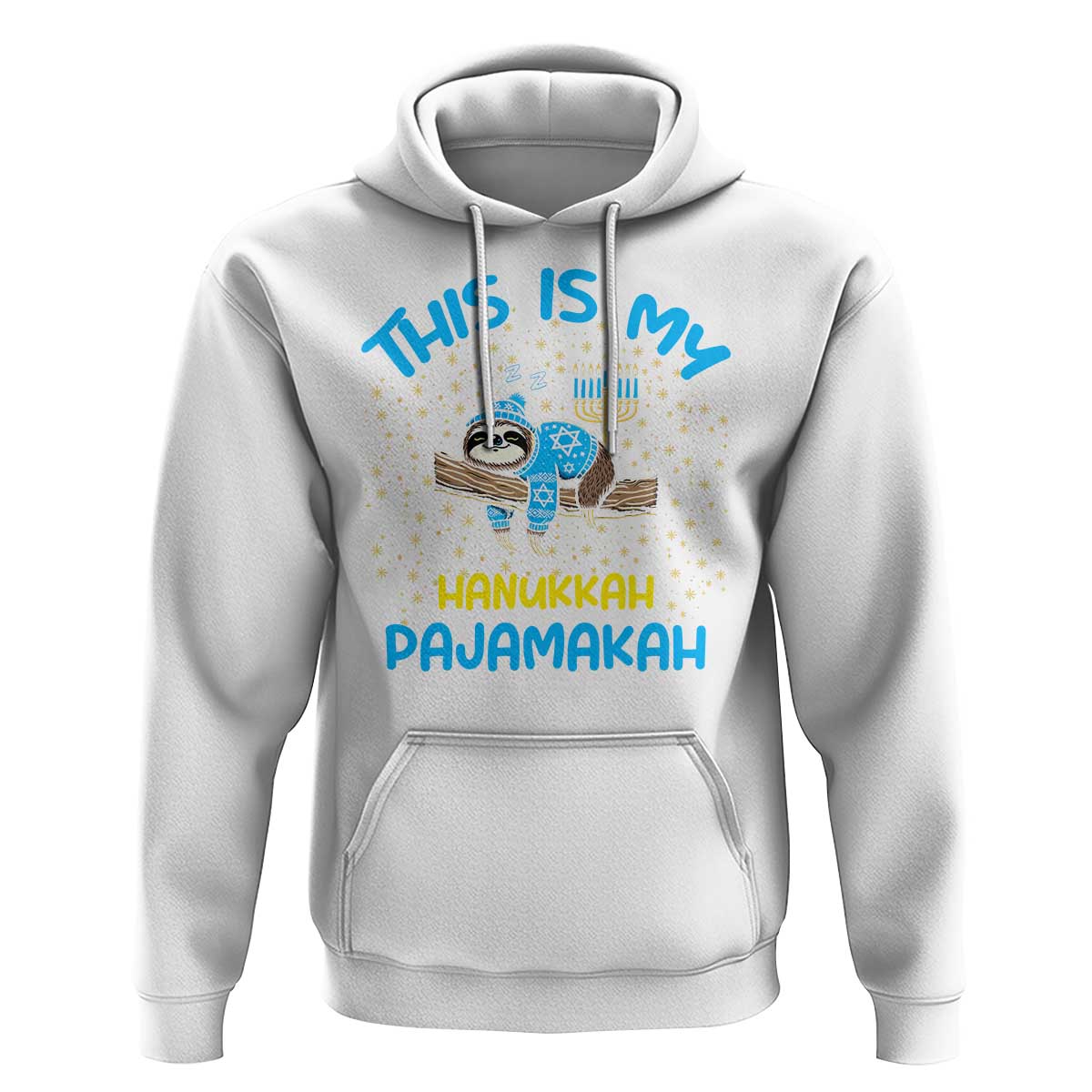 Funny This Is My Hanukkah Pajamakah Hoodie Cute Jewish Sloth Chanukkah