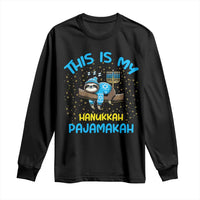 Funny This Is My Hanukkah Pajamakah Long Sleeve Shirt Cute Jewish Sloth Chanukkah