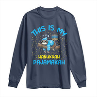 Funny This Is My Hanukkah Pajamakah Long Sleeve Shirt Cute Jewish Sloth Chanukkah
