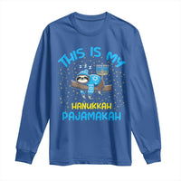 Funny This Is My Hanukkah Pajamakah Long Sleeve Shirt Cute Jewish Sloth Chanukkah