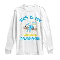 Funny This Is My Hanukkah Pajamakah Long Sleeve Shirt Cute Jewish Sloth Chanukkah