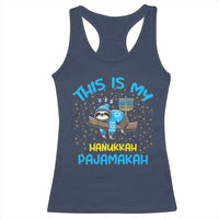 Funny This Is My Hanukkah Pajamakah Racerback Tank Top Cute Jewish Sloth Chanukkah