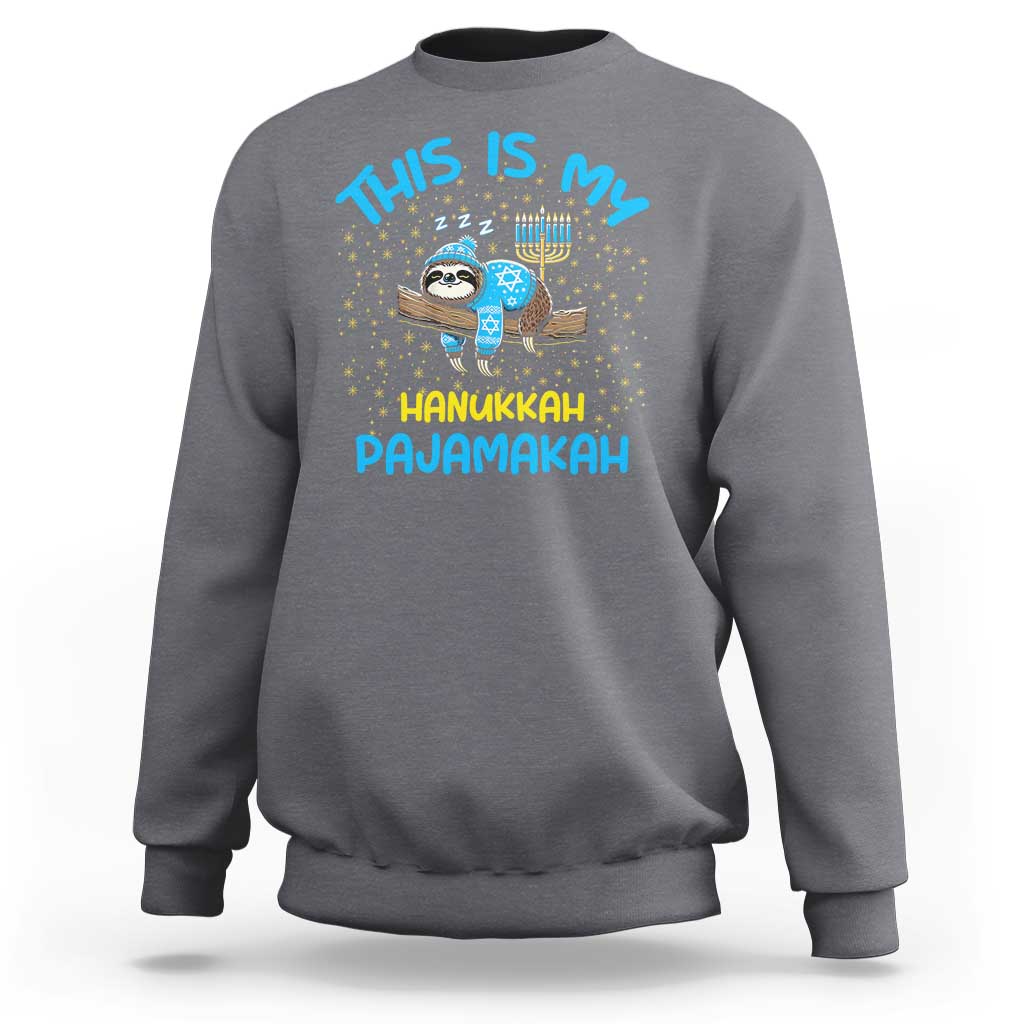 Funny This Is My Hanukkah Pajamakah Sweatshirt Cute Jewish Sloth Chanukkah - Wonder Print Shop