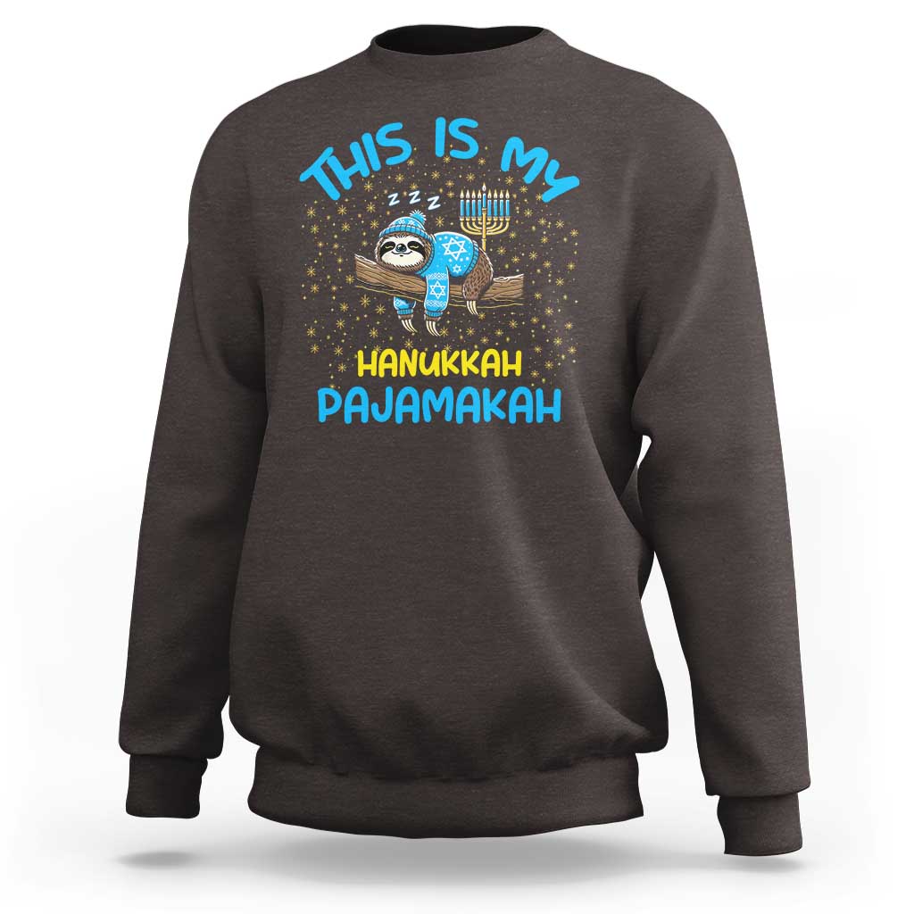 Funny This Is My Hanukkah Pajamakah Sweatshirt Cute Jewish Sloth Chanukkah - Wonder Print Shop