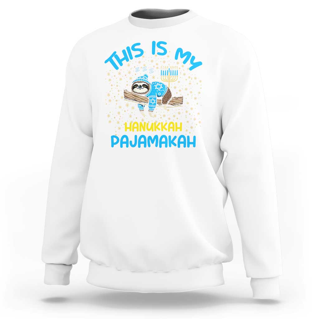 Funny This Is My Hanukkah Pajamakah Sweatshirt Cute Jewish Sloth Chanukkah - Wonder Print Shop