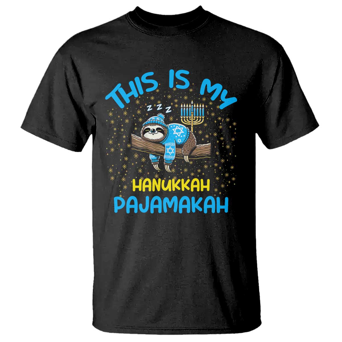 Funny This Is My Hanukkah Pajamakah T Shirt Cute Jewish Sloth Chanukkah - Wonder Print Shop