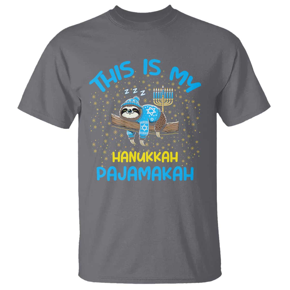 Funny This Is My Hanukkah Pajamakah T Shirt Cute Jewish Sloth Chanukkah - Wonder Print Shop