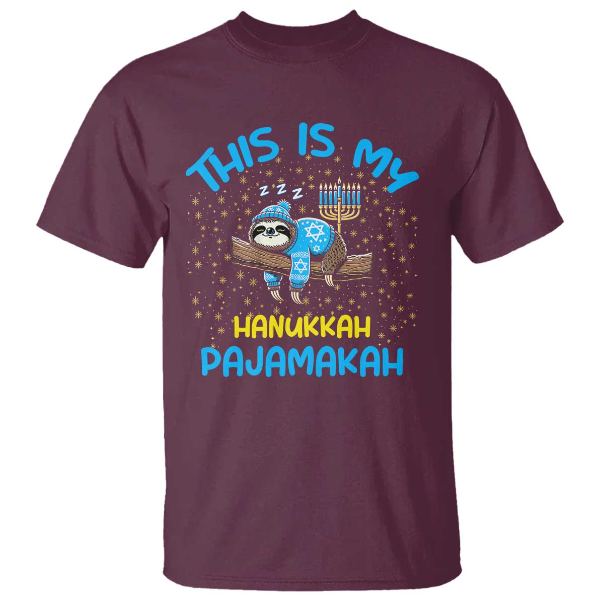 Funny This Is My Hanukkah Pajamakah T Shirt Cute Jewish Sloth Chanukkah - Wonder Print Shop