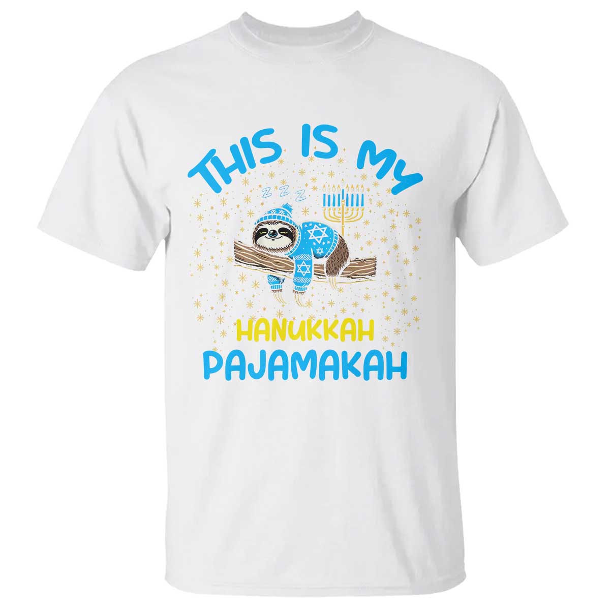 Funny This Is My Hanukkah Pajamakah T Shirt Cute Jewish Sloth Chanukkah - Wonder Print Shop
