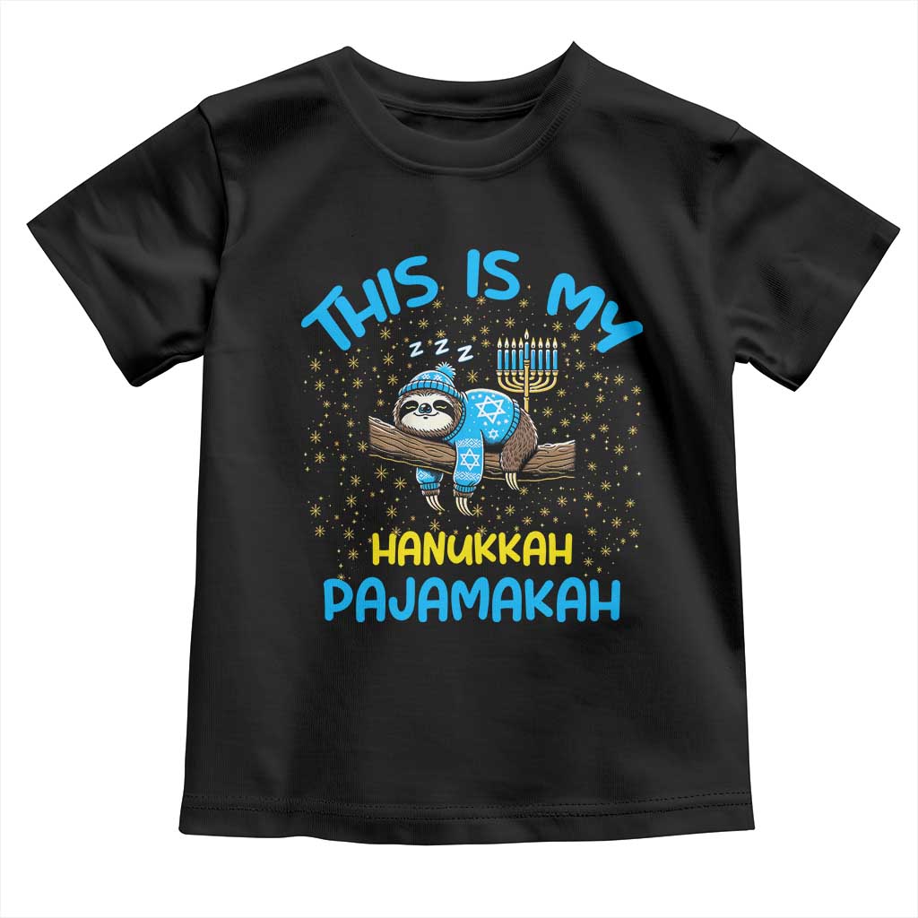 Funny This Is My Hanukkah Pajamakah Toddler T Shirt Cute Jewish Sloth Chanukkah