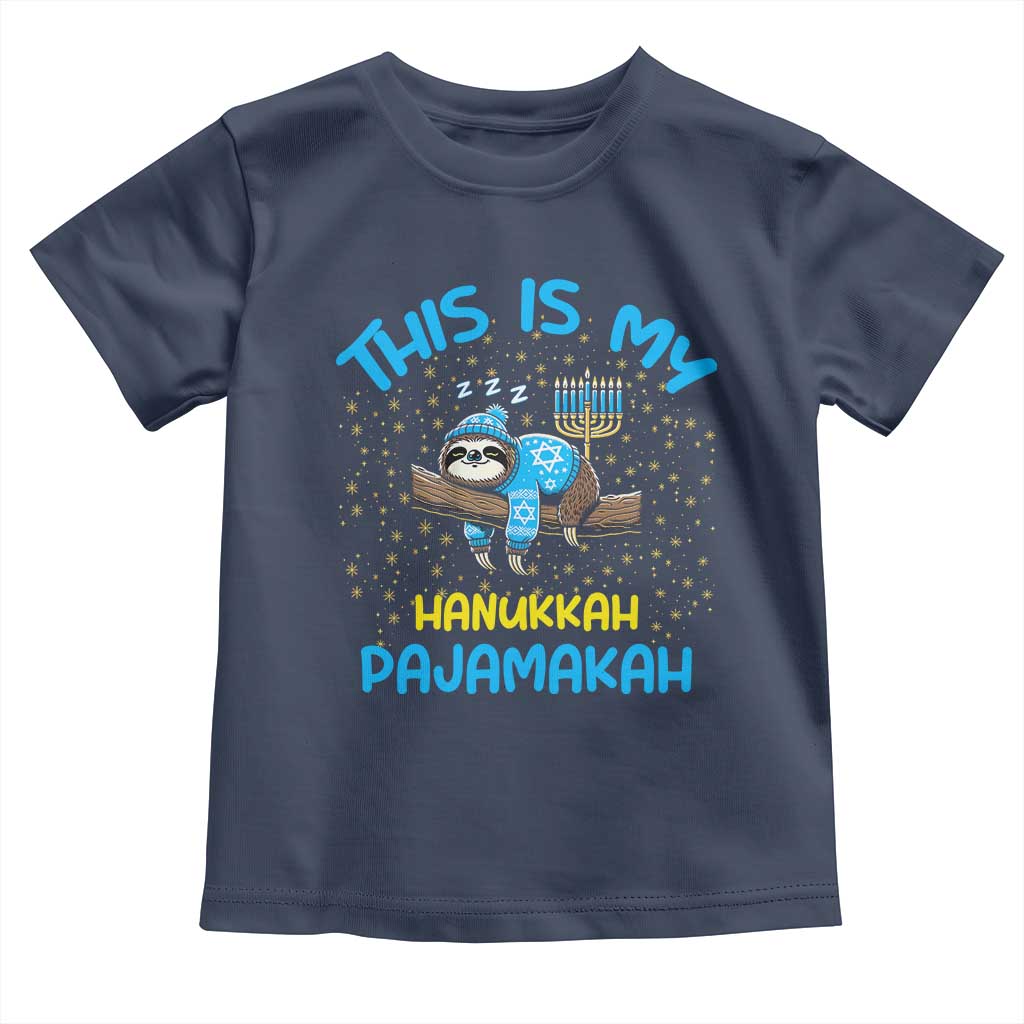 Funny This Is My Hanukkah Pajamakah Toddler T Shirt Cute Jewish Sloth Chanukkah