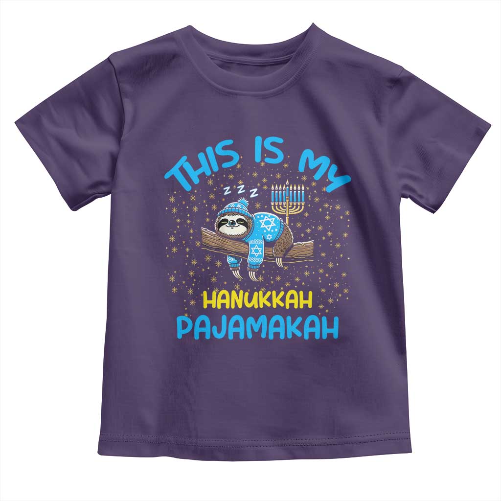 Funny This Is My Hanukkah Pajamakah Toddler T Shirt Cute Jewish Sloth Chanukkah
