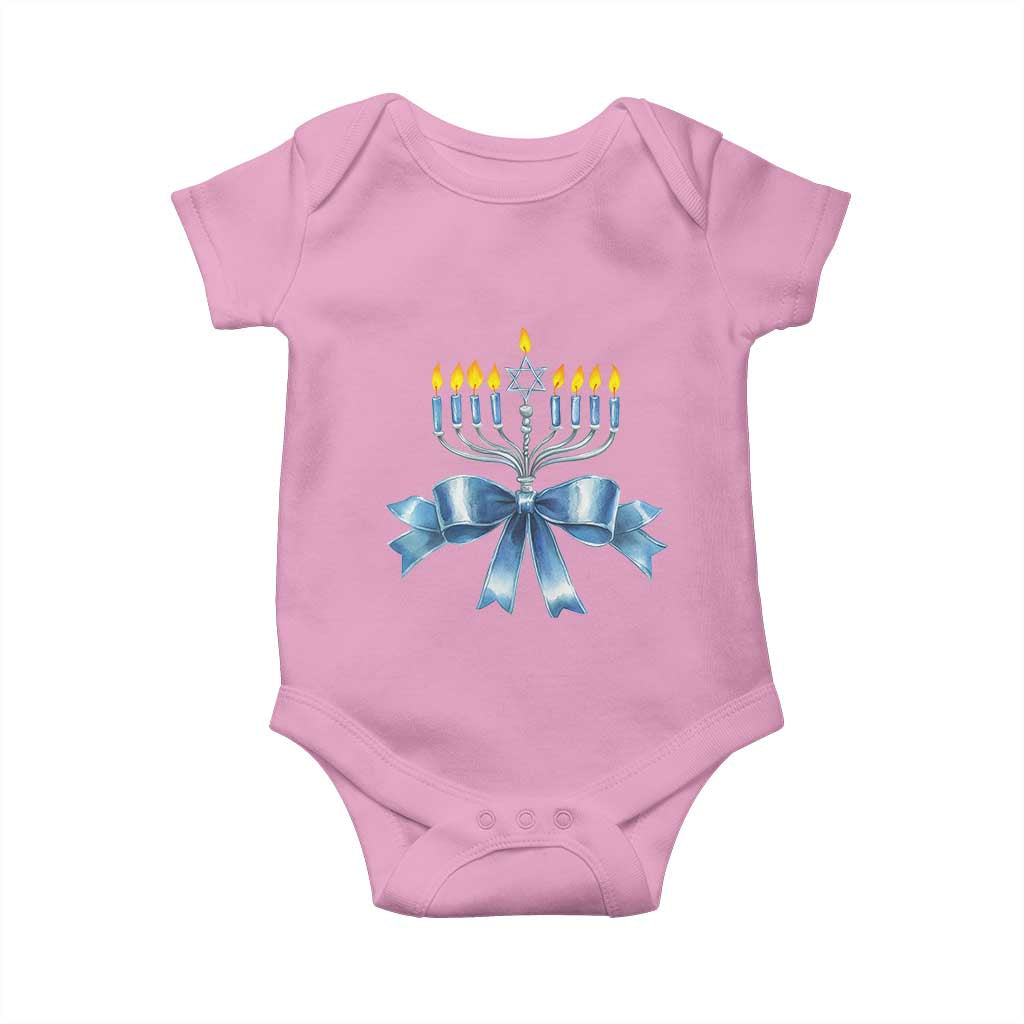 Hanukkah Menorah Jewish Coquette Bow Baby Onesie