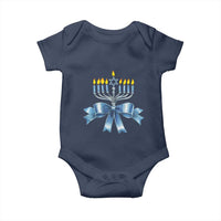 Hanukkah Menorah Jewish Coquette Bow Baby Onesie