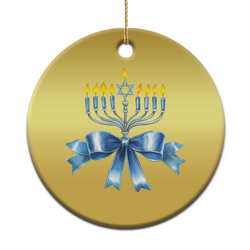 Hanukkah Menorah Jewish Coquette Bow Christmas Ornament - Wonder Print Shop