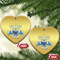 Hanukkah Menorah Jewish Coquette Bow Christmas Ornament - Wonder Print Shop