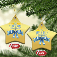 Hanukkah Menorah Jewish Coquette Bow Christmas Ornament - Wonder Print Shop