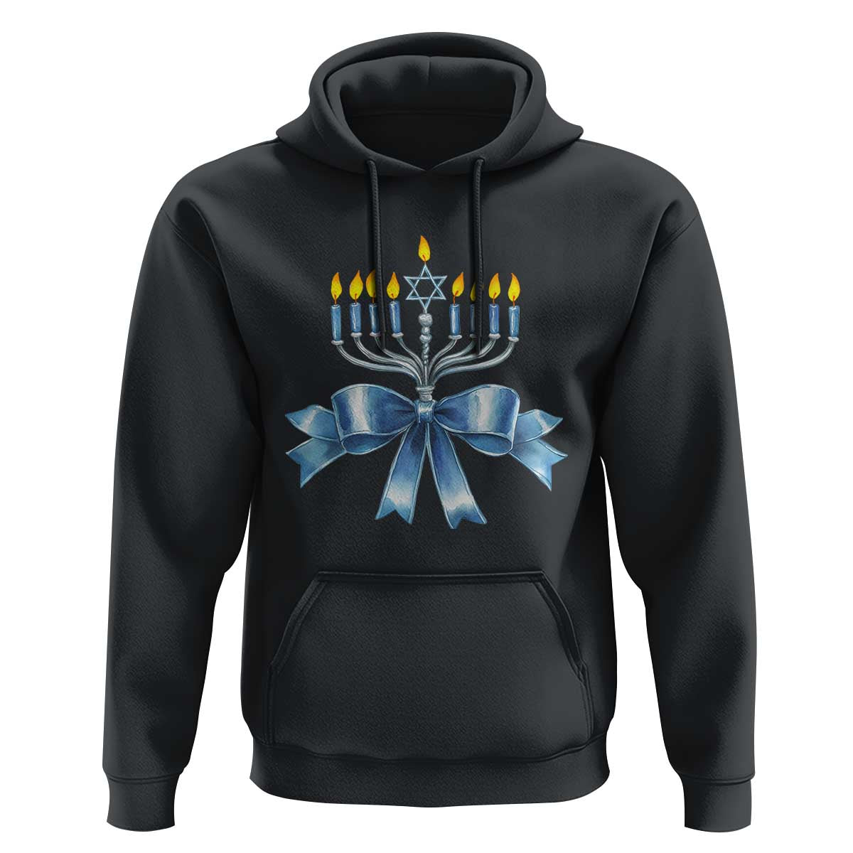Hanukkah Menorah Jewish Coquette Bow Hoodie