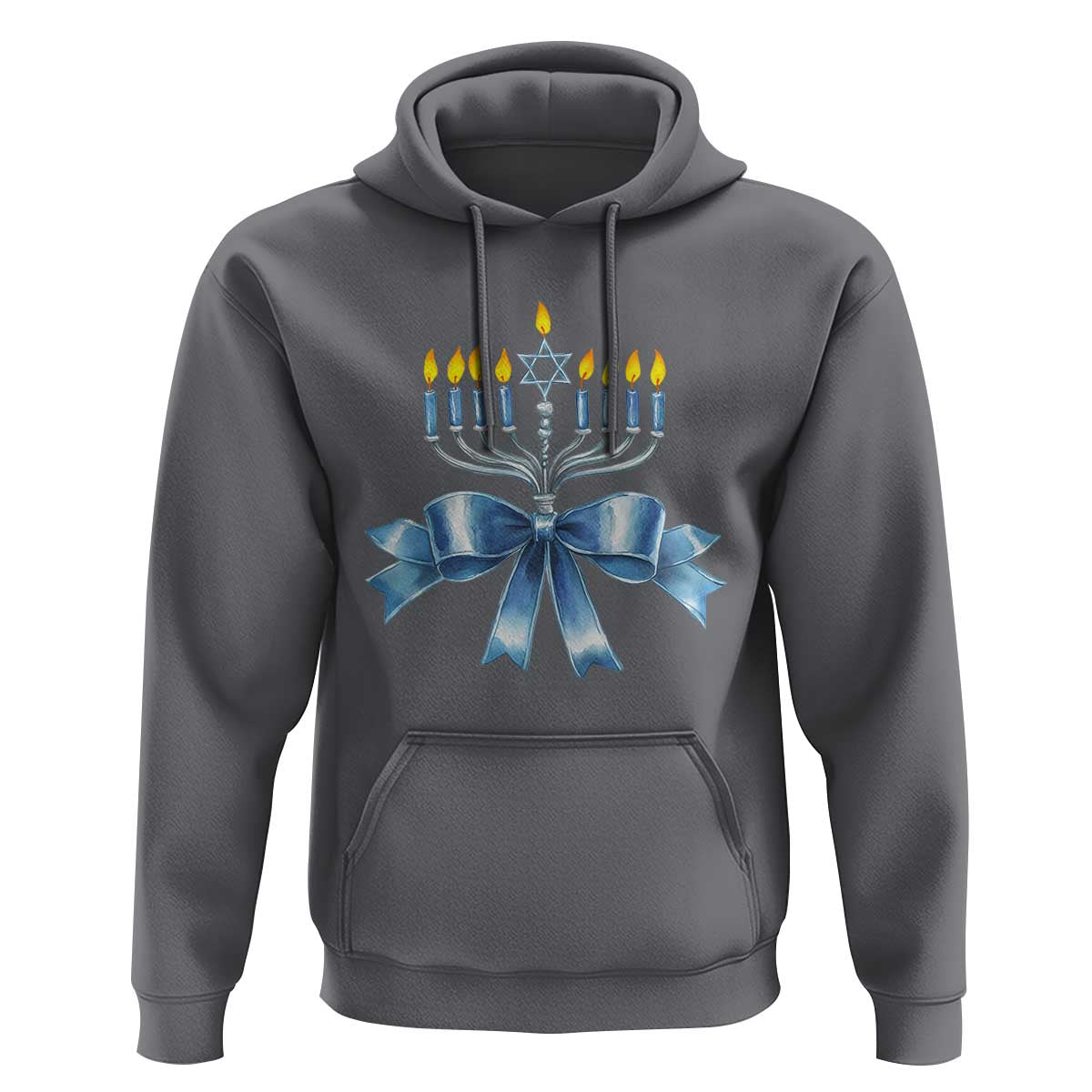 Hanukkah Menorah Jewish Coquette Bow Hoodie