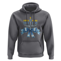 Hanukkah Menorah Jewish Coquette Bow Hoodie