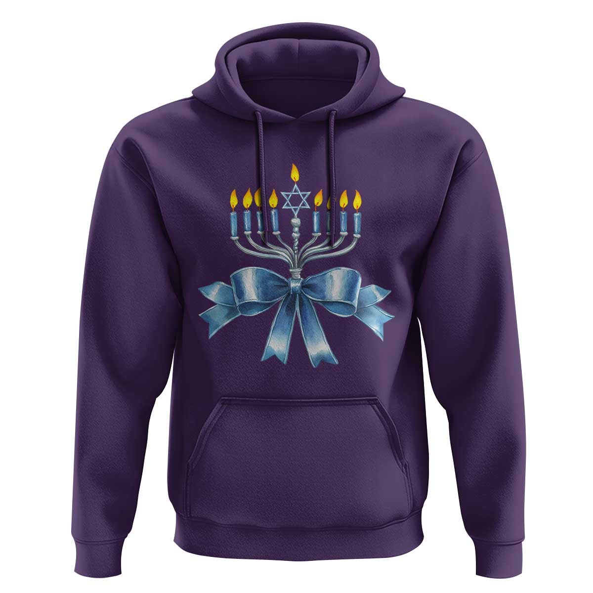 Hanukkah Menorah Jewish Coquette Bow Hoodie