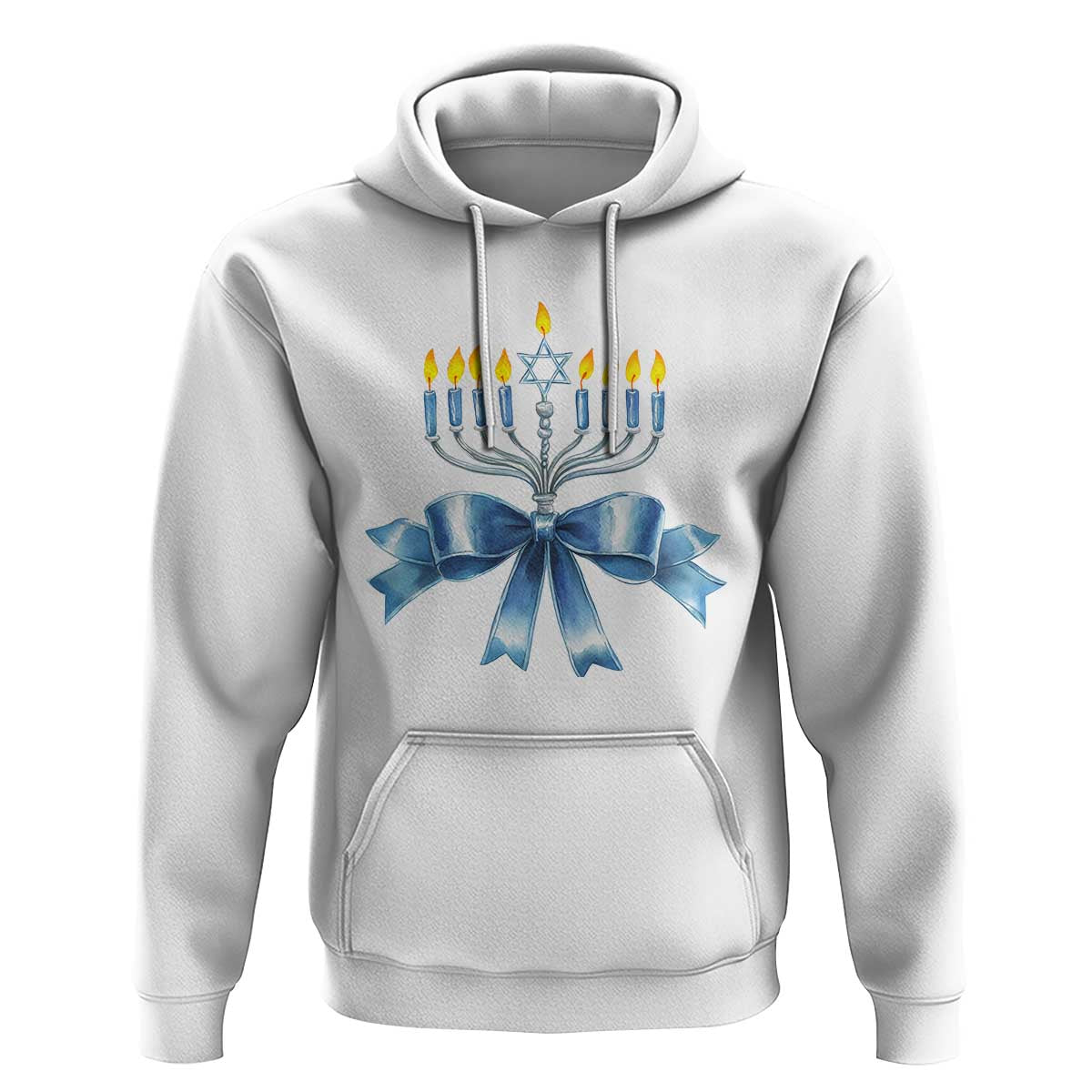 Hanukkah Menorah Jewish Coquette Bow Hoodie