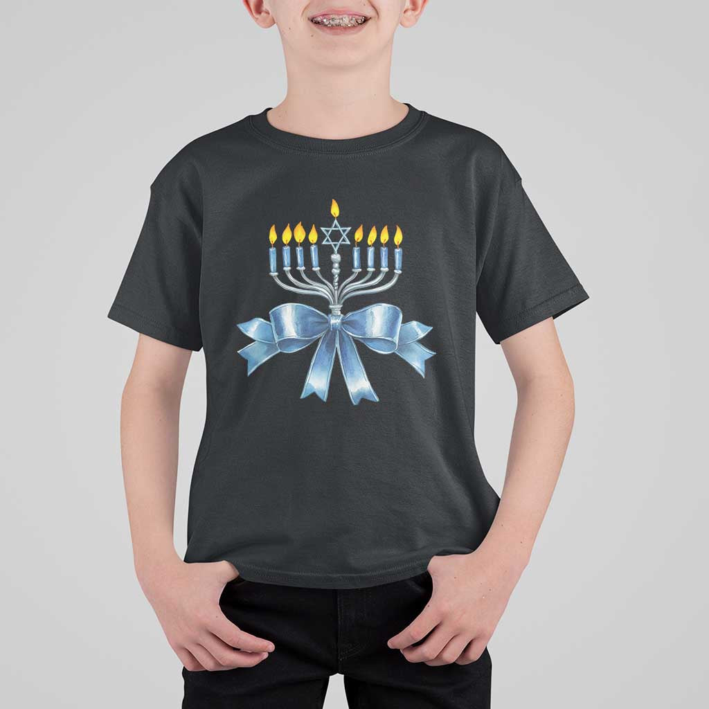 Hanukkah Menorah Jewish Coquette Bow T Shirt For Kid - Wonder Print Shop