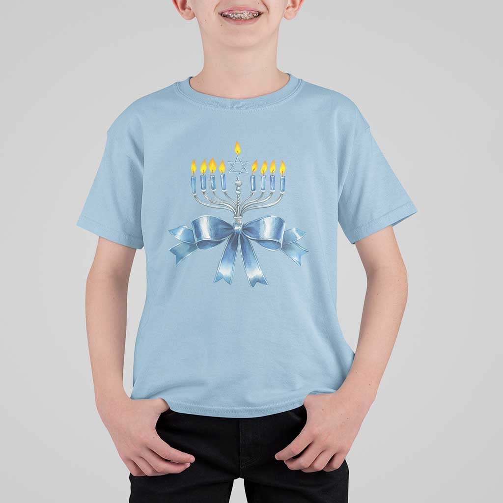 Hanukkah Menorah Jewish Coquette Bow T Shirt For Kid - Wonder Print Shop