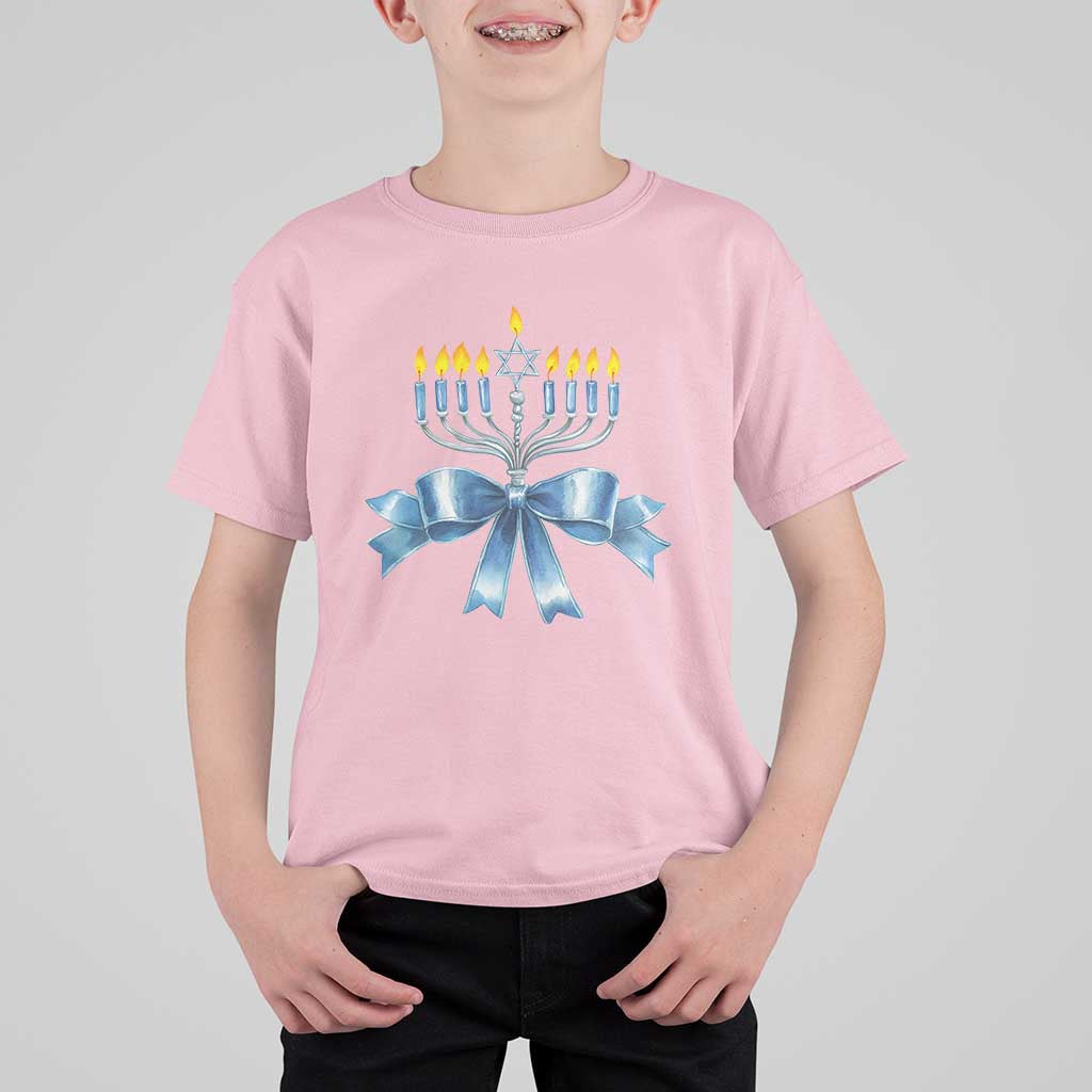 Hanukkah Menorah Jewish Coquette Bow T Shirt For Kid - Wonder Print Shop