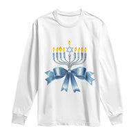 Hanukkah Menorah Jewish Coquette Bow Long Sleeve Shirt