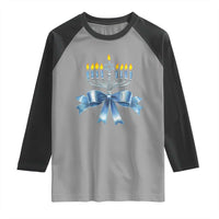 Hanukkah Menorah Jewish Coquette Bow Raglan Shirt