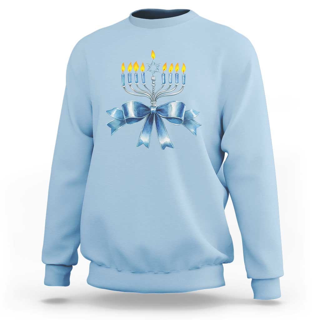 Hanukkah Menorah Jewish Coquette Bow Sweatshirt - Wonder Print Shop
