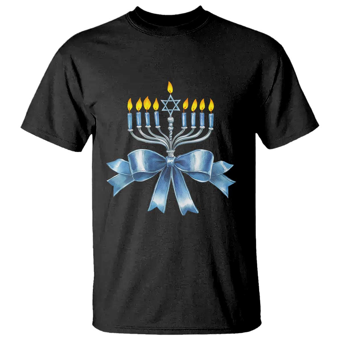 Hanukkah Menorah Jewish Coquette Bow T Shirt - Wonder Print Shop