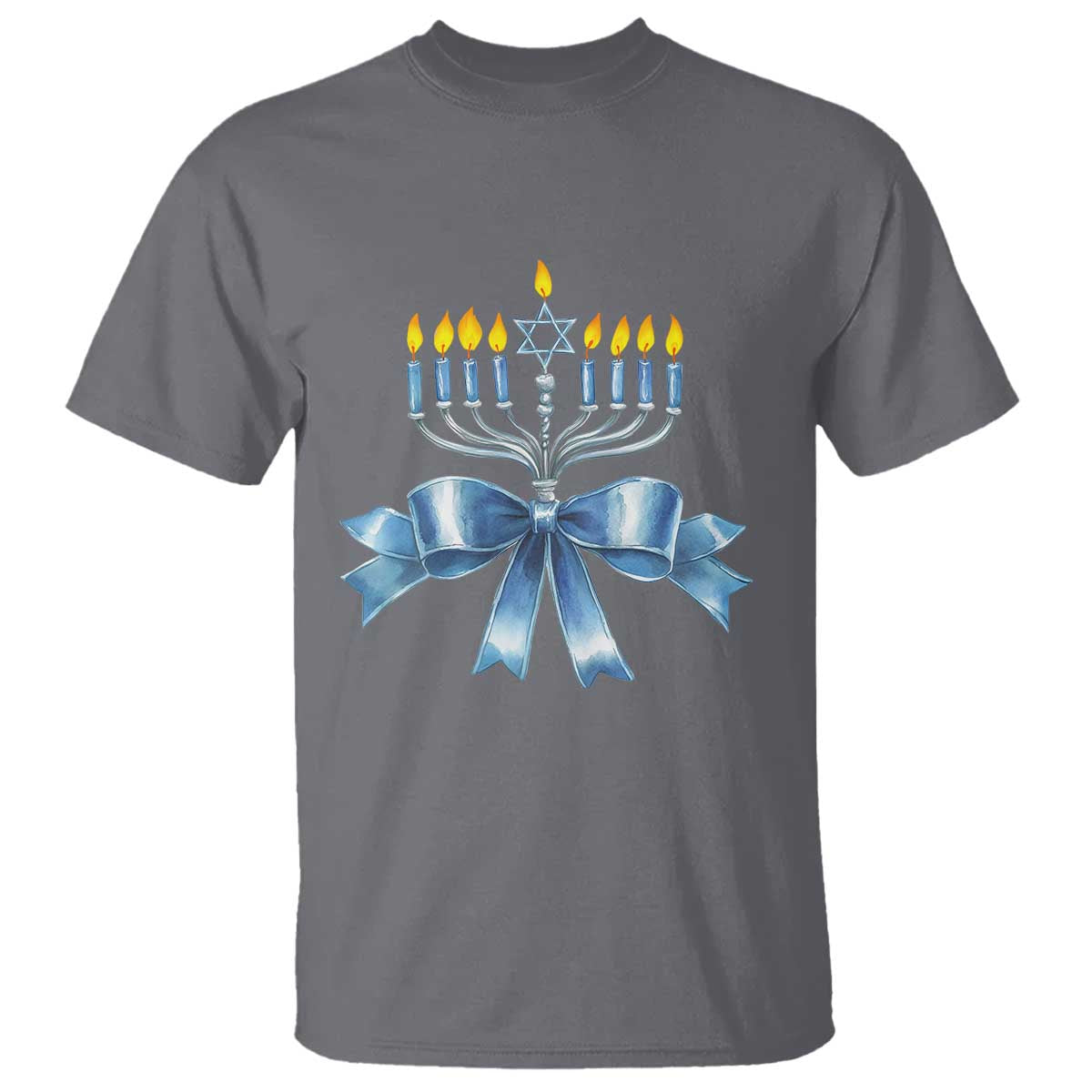 Hanukkah Menorah Jewish Coquette Bow T Shirt - Wonder Print Shop